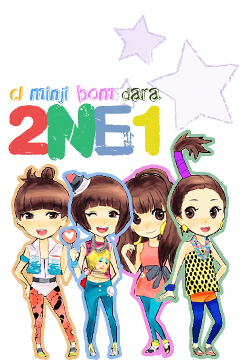 2NE1 chibi art shines with colorful charm