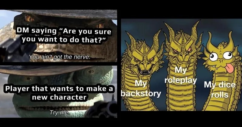 A classic Godzilla 3 headed dragon meme template