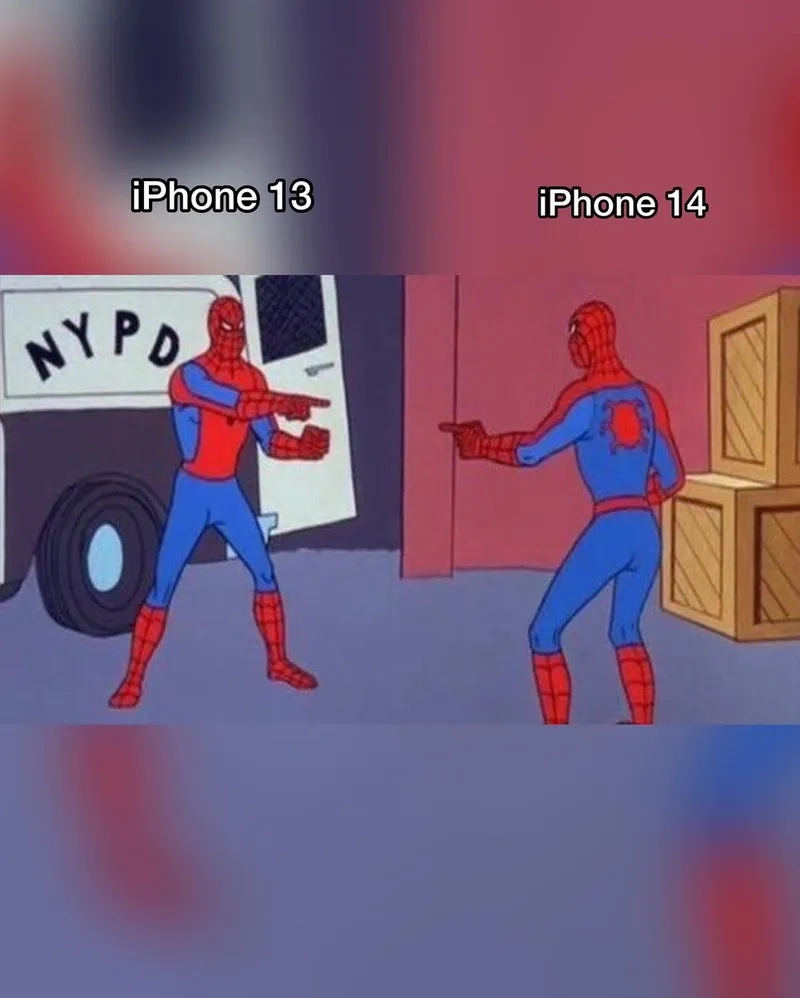 A classic example of the spiderman pointing meme format