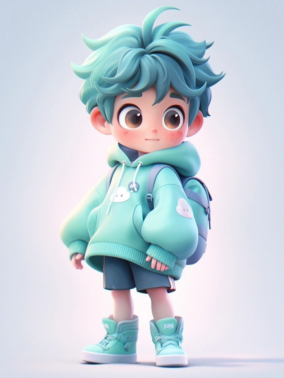 Chibi 3D model looking fun and detailed