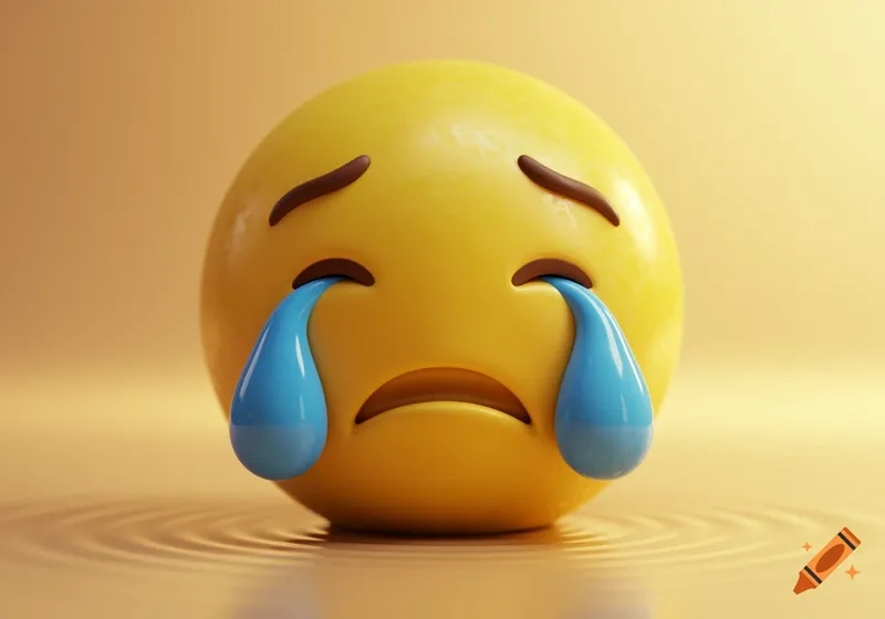 A popular crying 3d emoji meme reaction