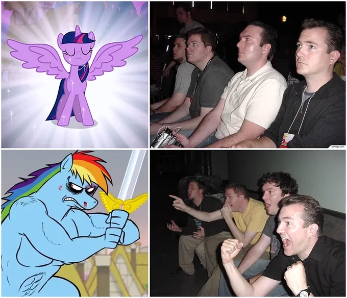 The iconic five guys shaking head meme of disapproval