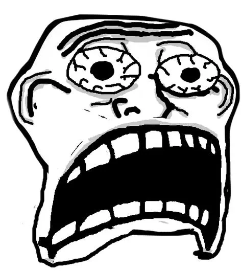 The defeated sad troll face expression