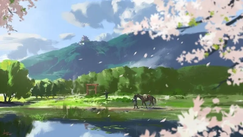 Enjoy anime landscape images with peaceful anime landscape forest views