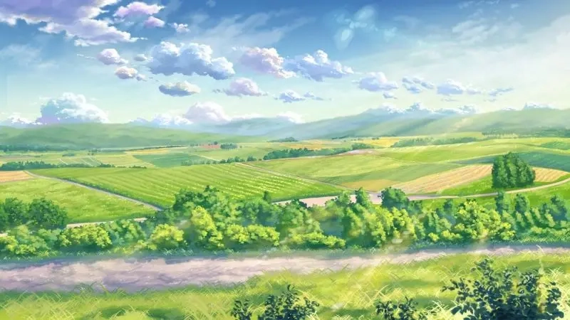 Anime landscape images created with soft anime landscape illustration style
