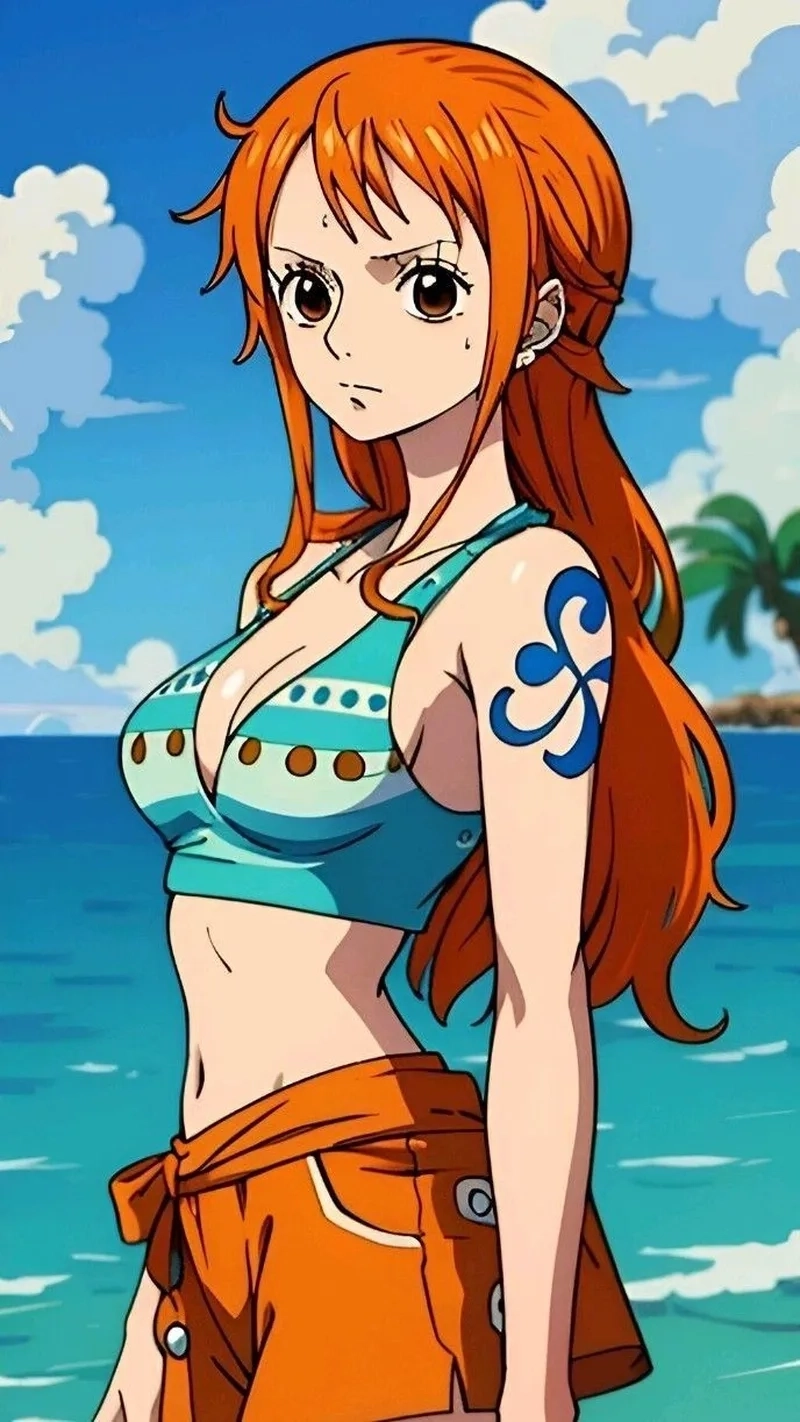 One piece nami sexy embraces playful anime energy