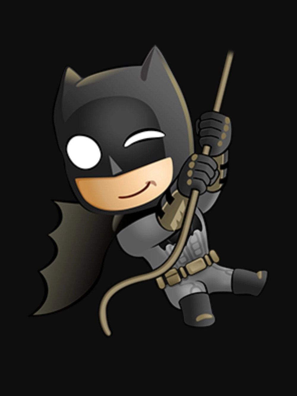 Batman chibi art glows with tiny hero style