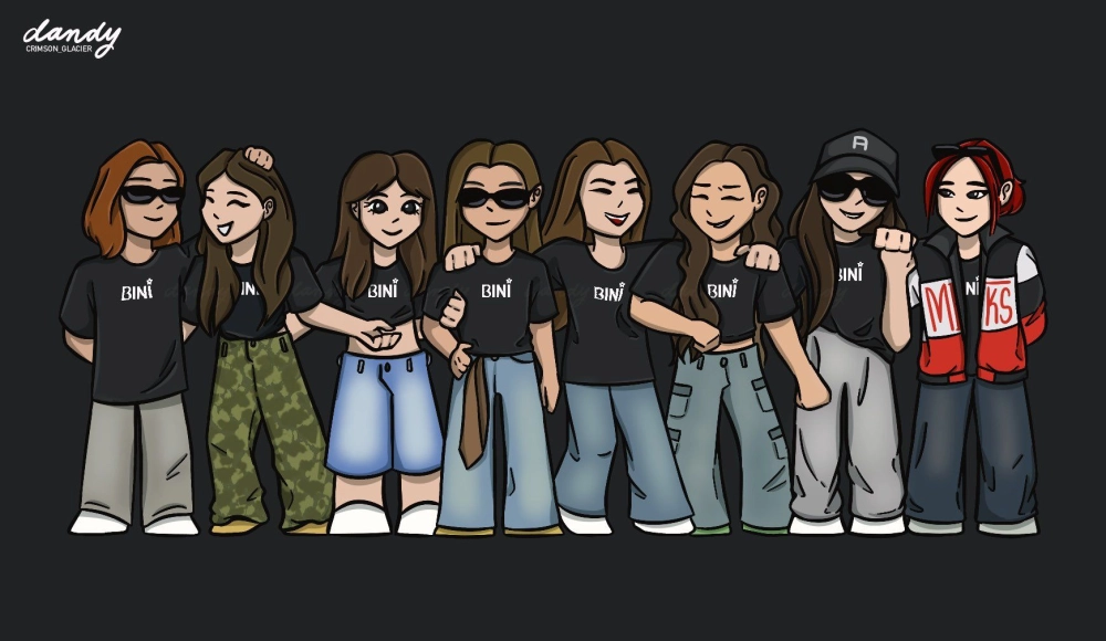 BINI chibi illustration glows with fun energy