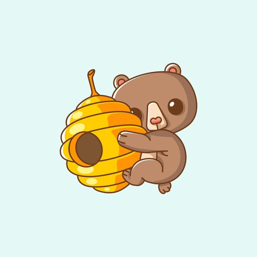 Anime kawaii chibi bear with youthful attraction