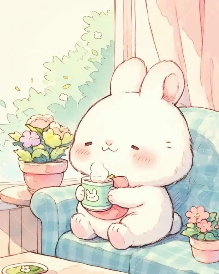 Chibi bunny aesthetic dreamy and pastel soft