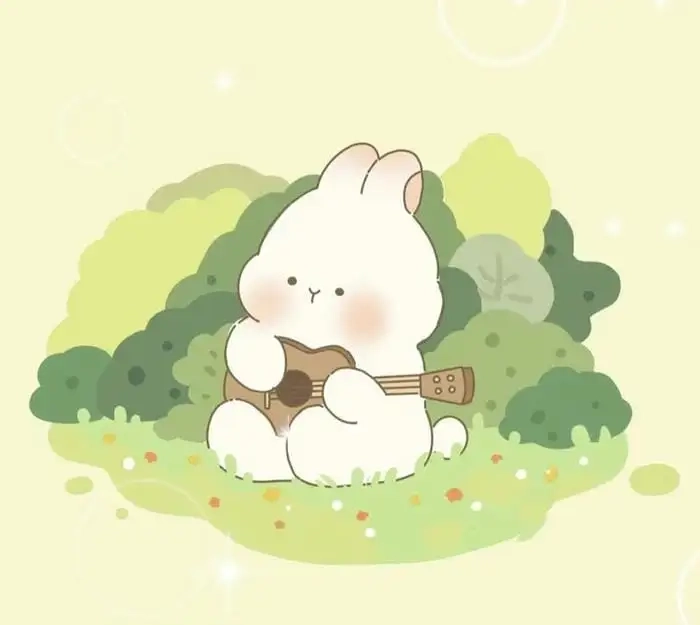 Kawaii chibi bunny glowing with cuteness pure