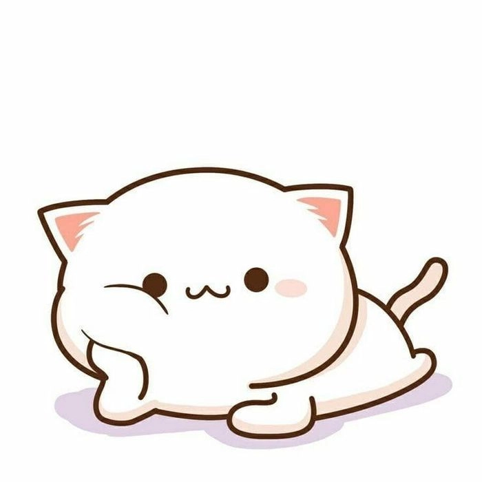 Mochi kawaii chibi cat showing tender emotions