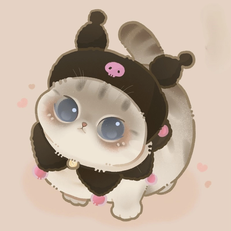 Chibi kawaii cat drawing with creative details