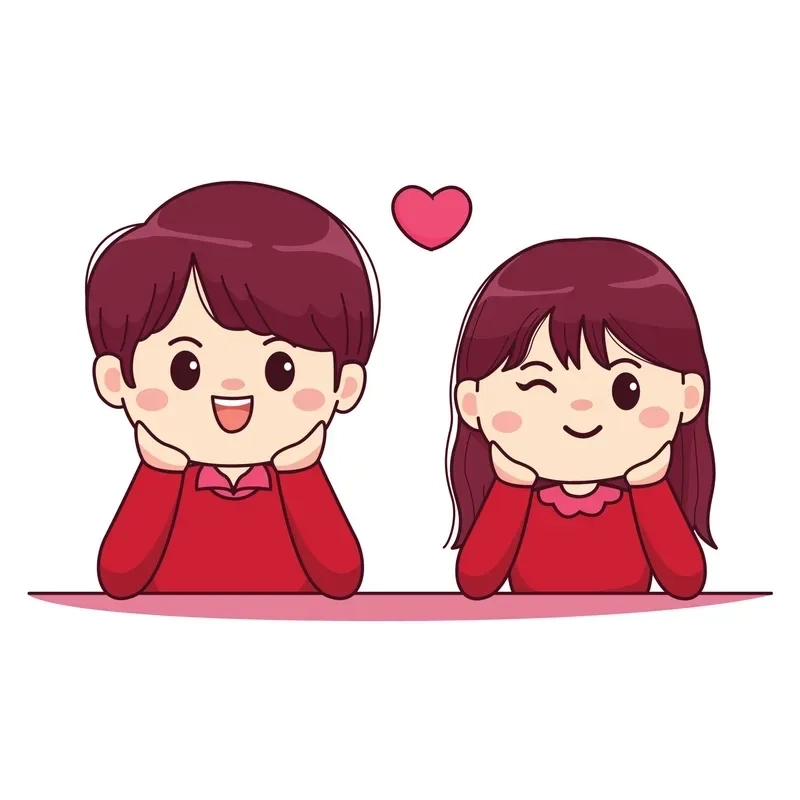 Love cute chibi couple shining with charm