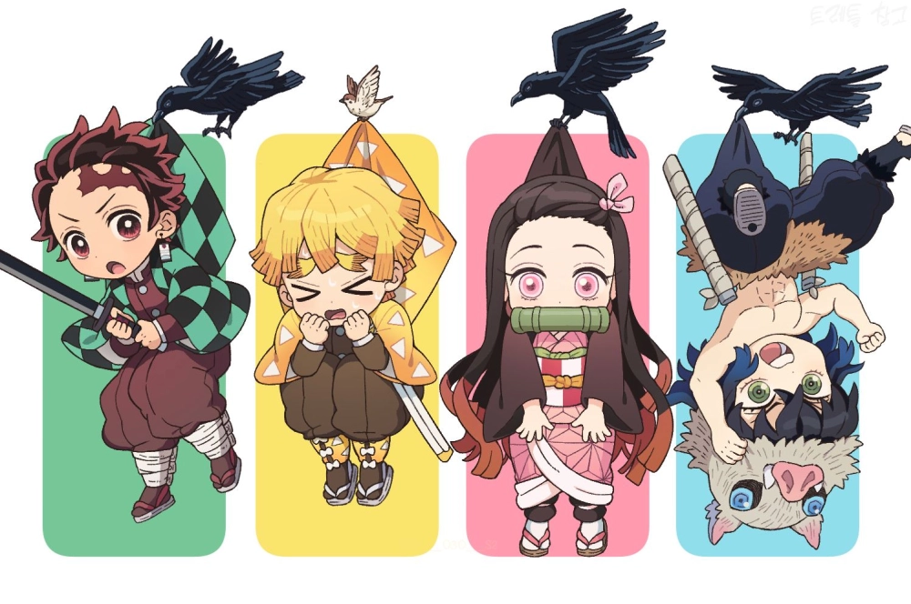 Chibi Demon Slayer glowing with charm