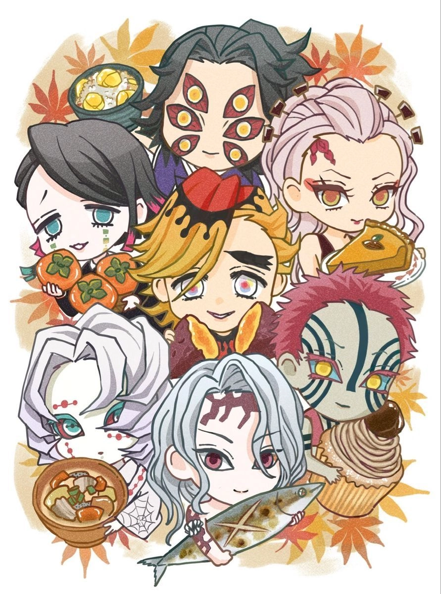 Demon Slayer chibi wallpaper bright style