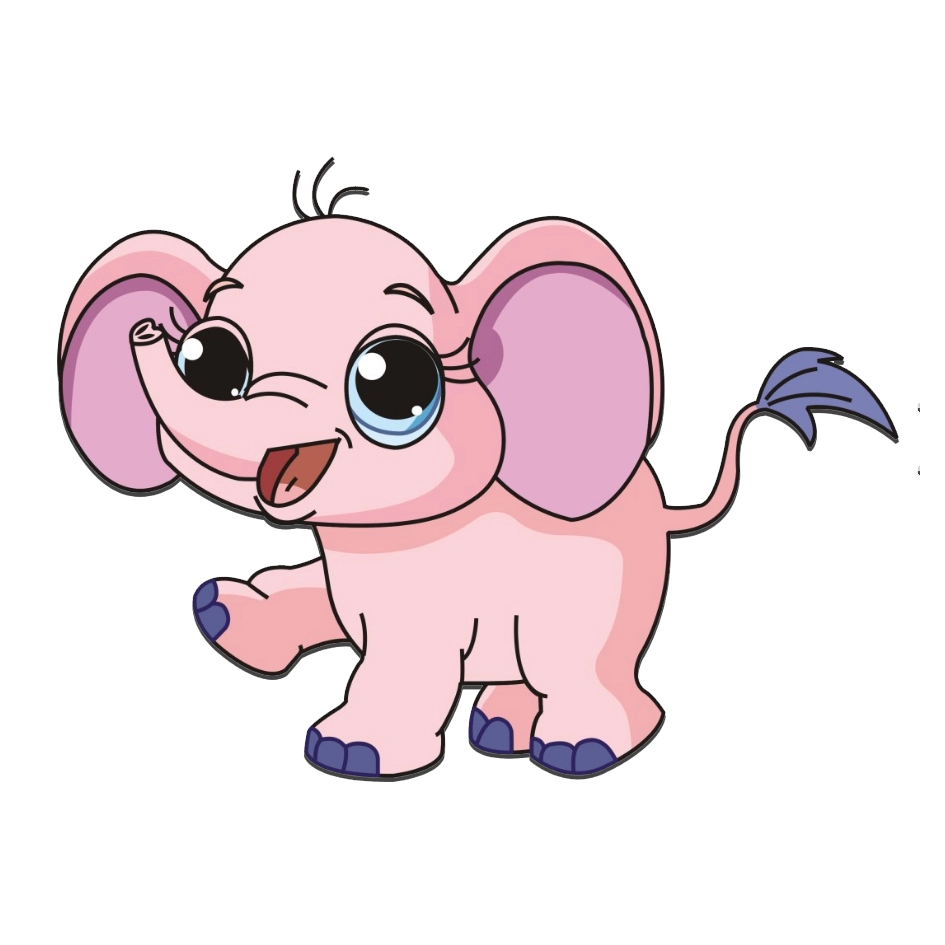 Cute chibi elephant glowing with sweet innocence