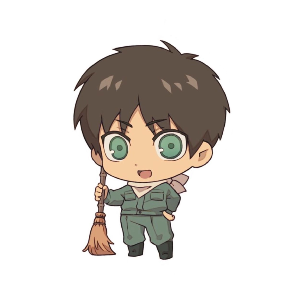 Eren chibi glowing with fierce charm