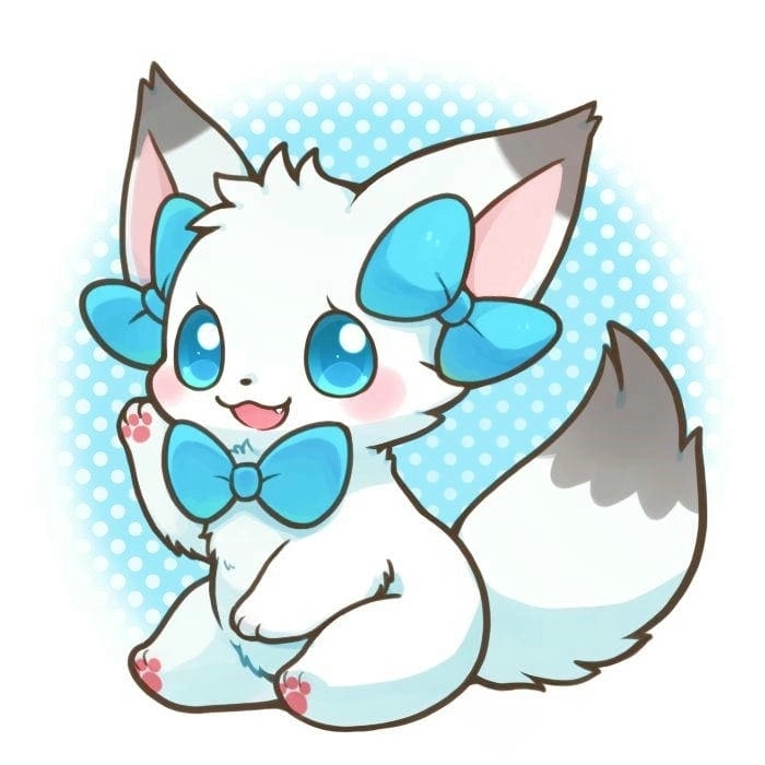 Chibi fox logo stylish with kawaii fox spirit