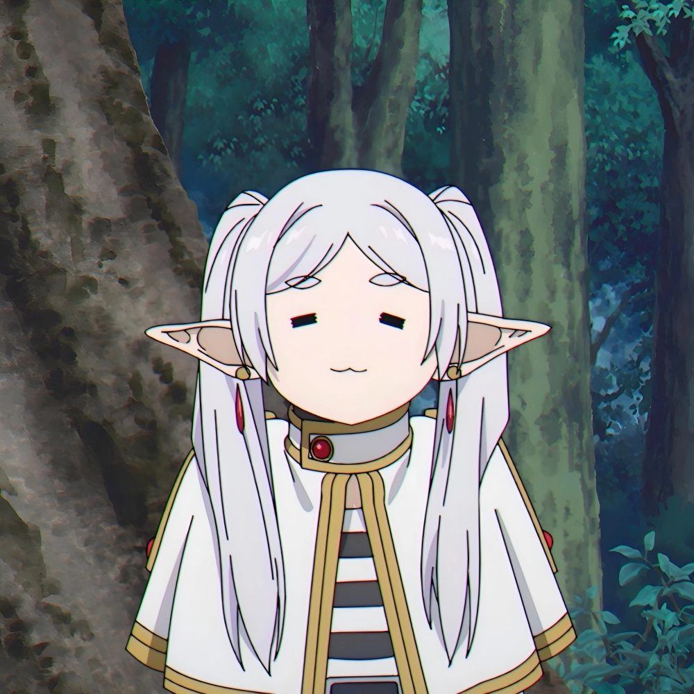 Frieren chibi art filled with soft fantasy