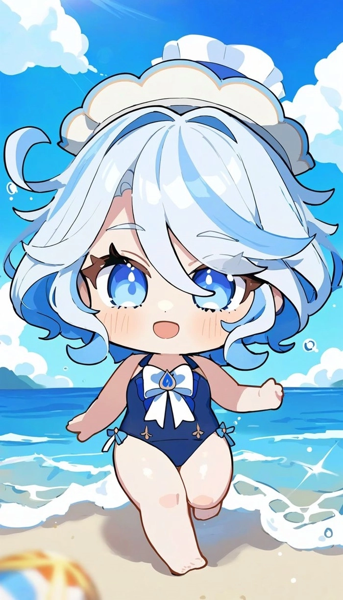 Furina wallpaper glows with hydro beauty