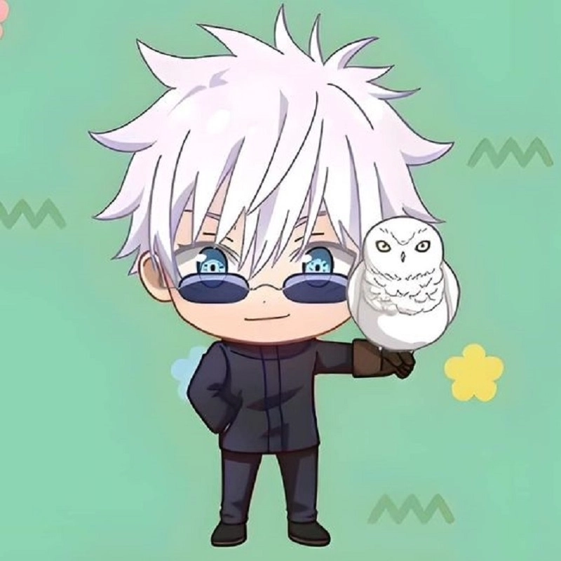 Chibi Gojo glowing with playful charm