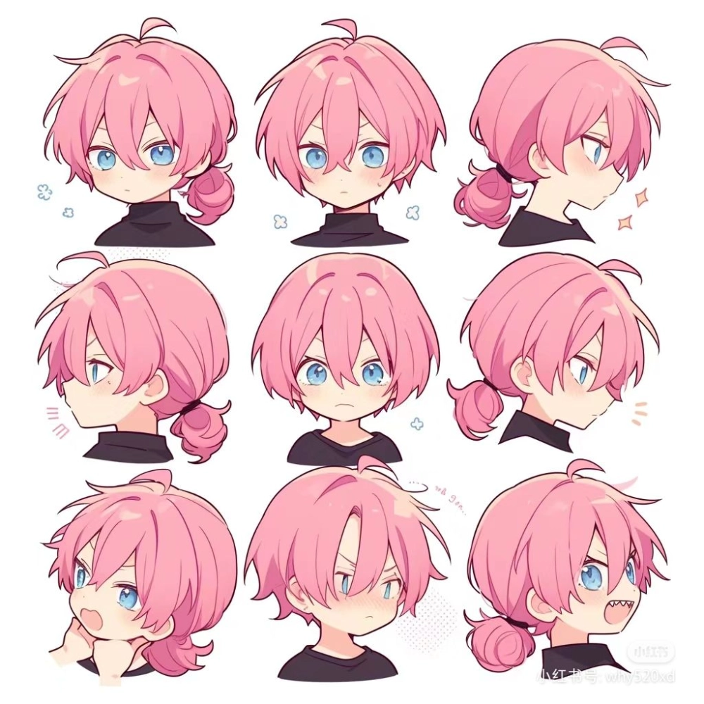 Chibi hair shining with playful soft charm