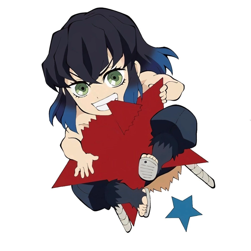 Inosuke chibi art glowing with creativity