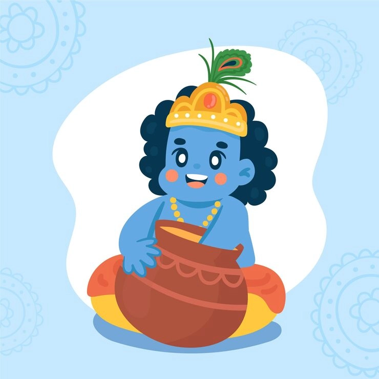 Chibi Krishna images bring playful tiny energy