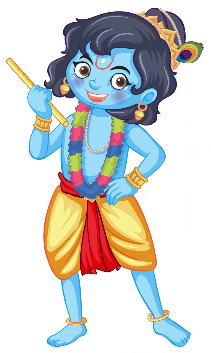Chibi Krishna art shines with colorful divine style