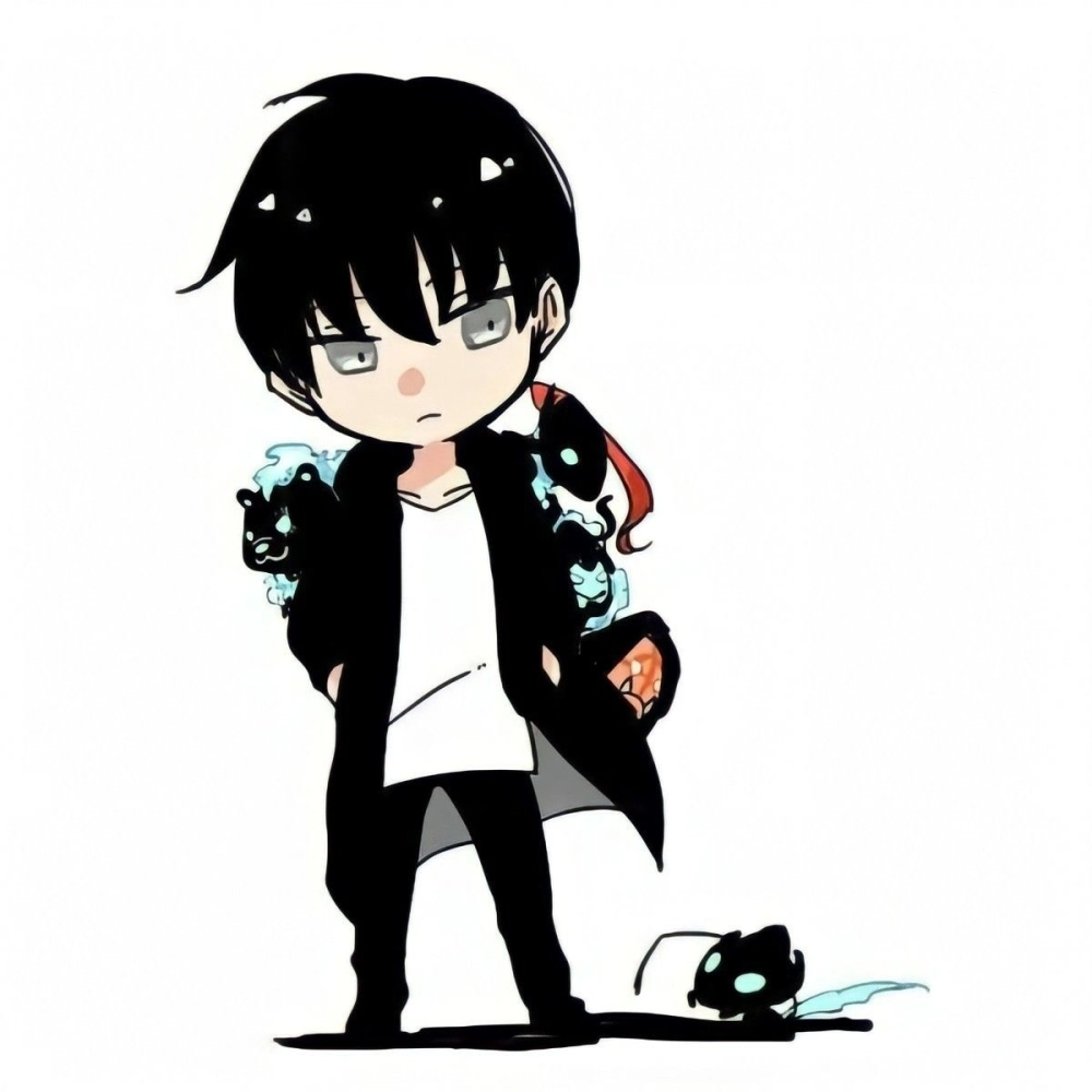 Jinwoo chibi looks playful and full of energy