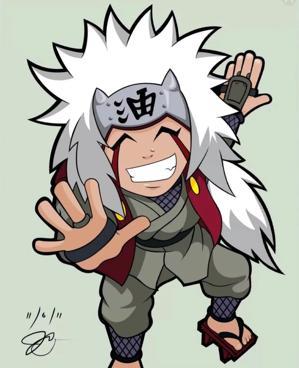 Jiraiya chibi looks playful and full of energy