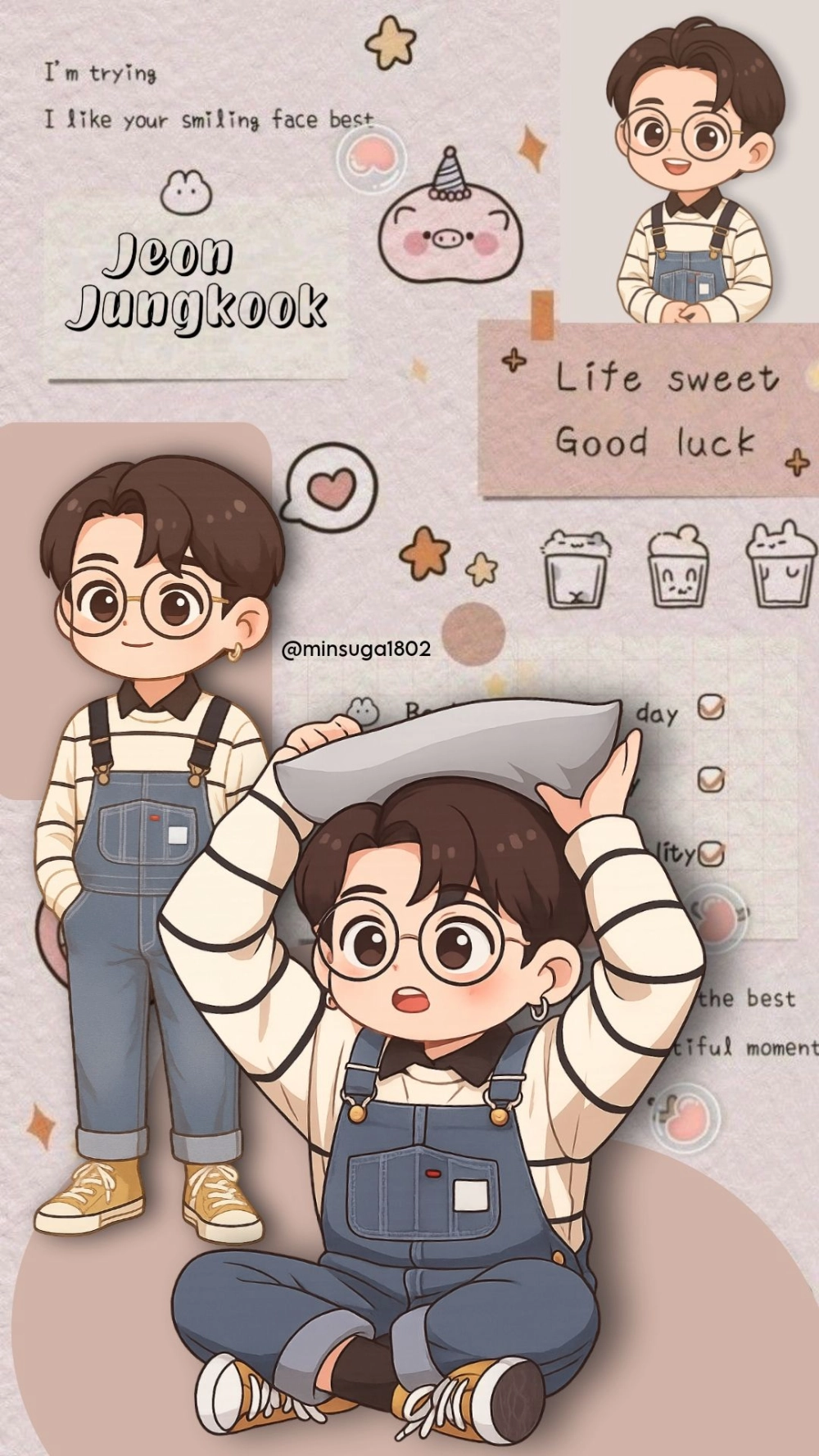 Jungkook chibi laptop wallpaper brightens screens