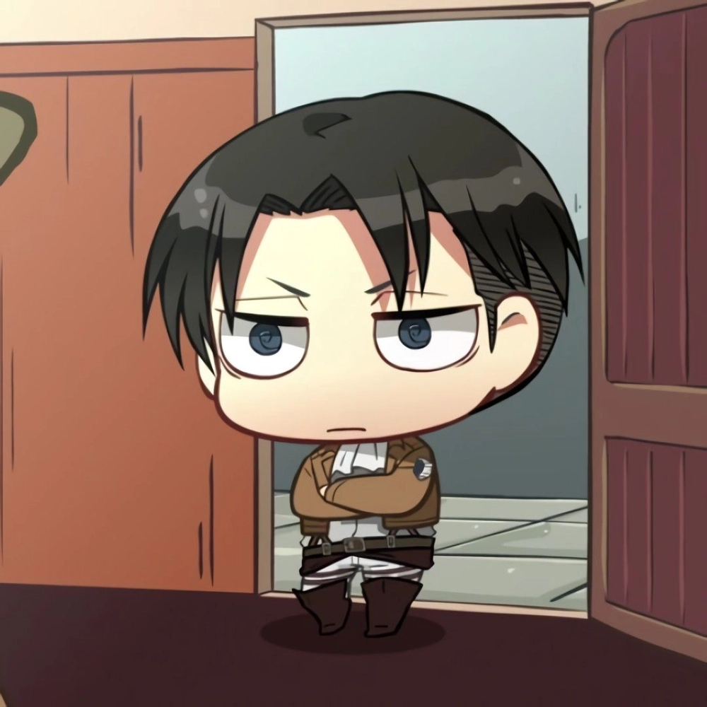Chibi Levi glowing with cool anime charm