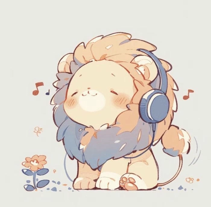 White lion chibi rare beauty in cute style