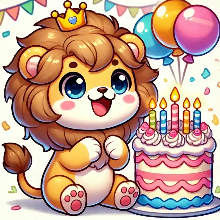 Chibi lion king ruling hearts with kawaii look