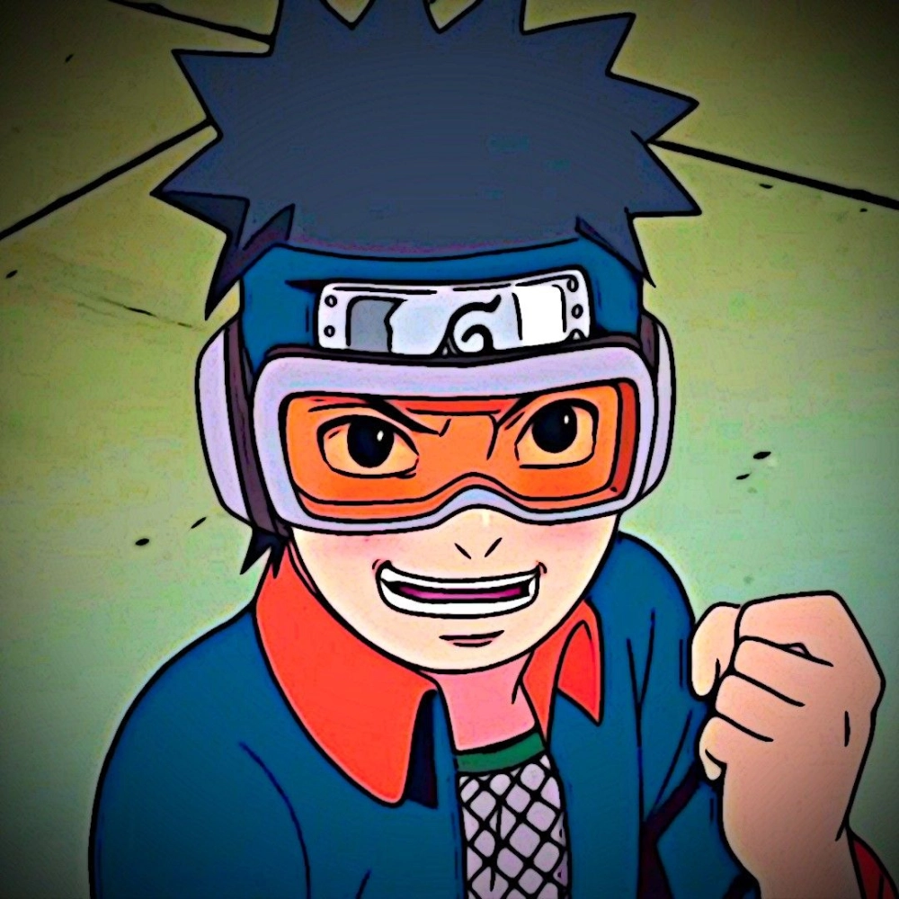 Sweet joy glows with cute chibi Obito pose