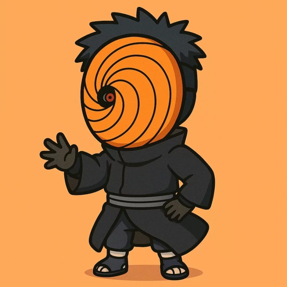 Gentle charm flows in chibi Obito style