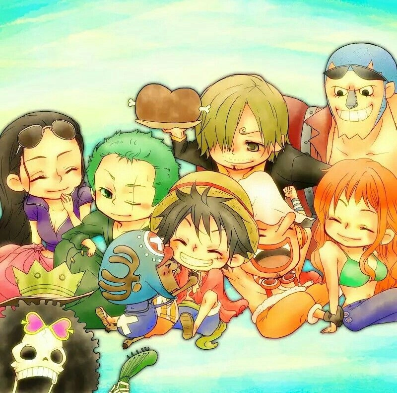 Colorful mood flows in One Piece chibi wallpaper