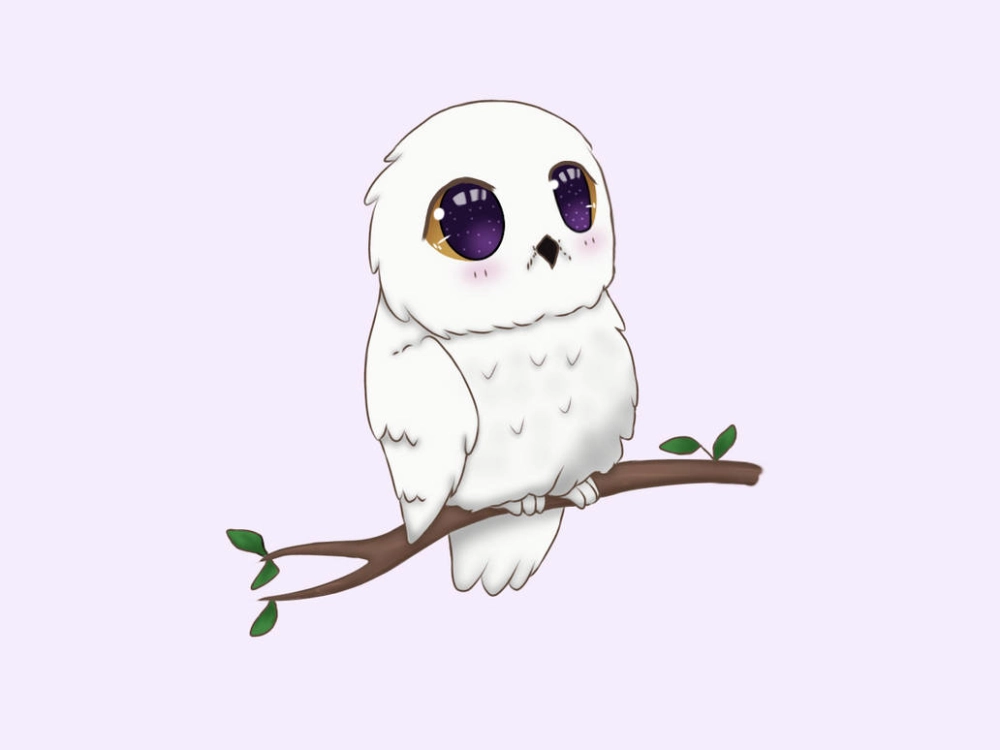 Chibi owl glowing with wise adorable energy