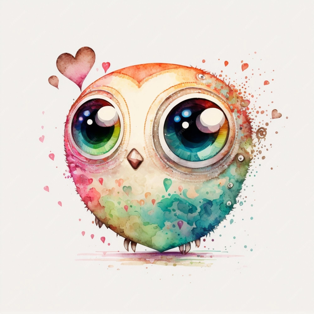 Chibi owl cartoon playful bird with kawaii spirit