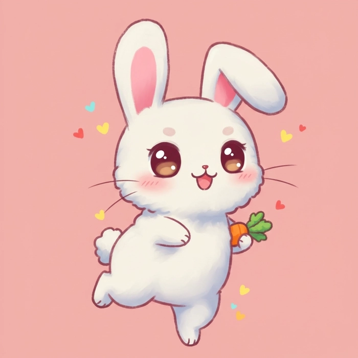 Chibi rabbit art spreading warmth in every detail