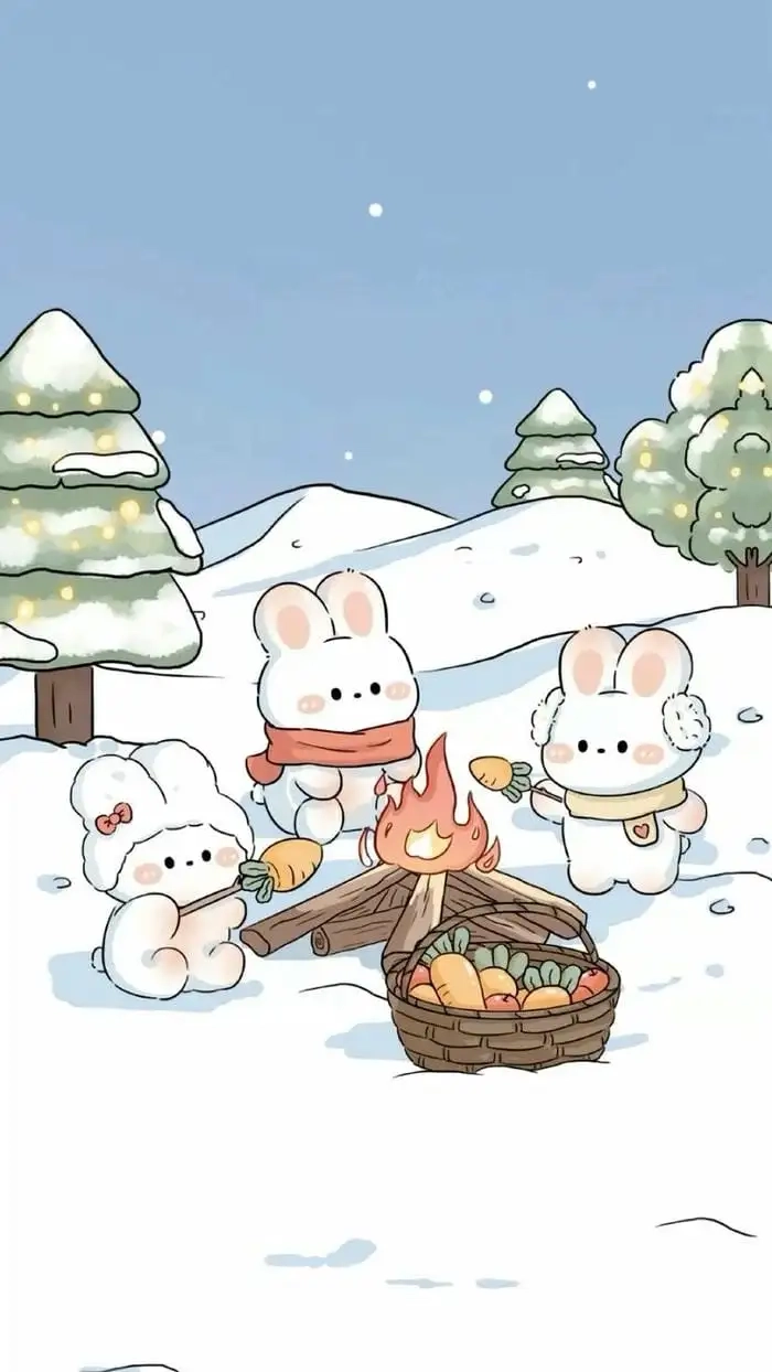 Chibi rabbit icon shining with tiny cute delight