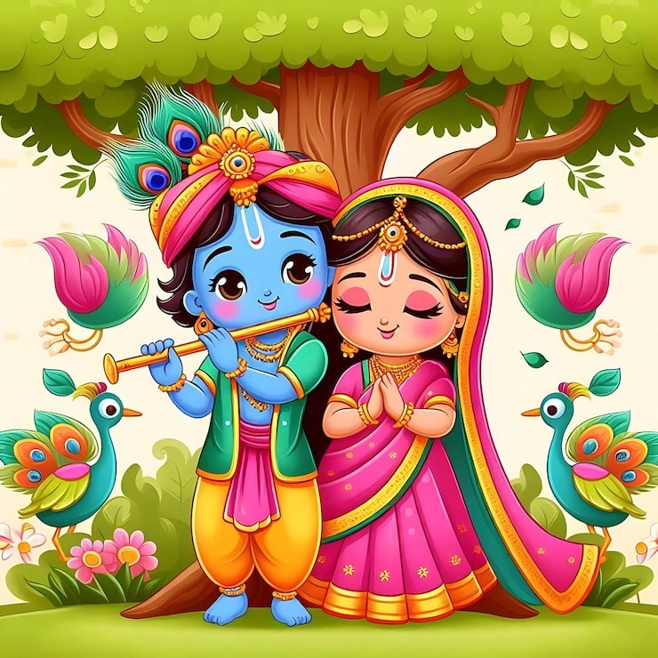 Radha Krishna chibi fanart made with love