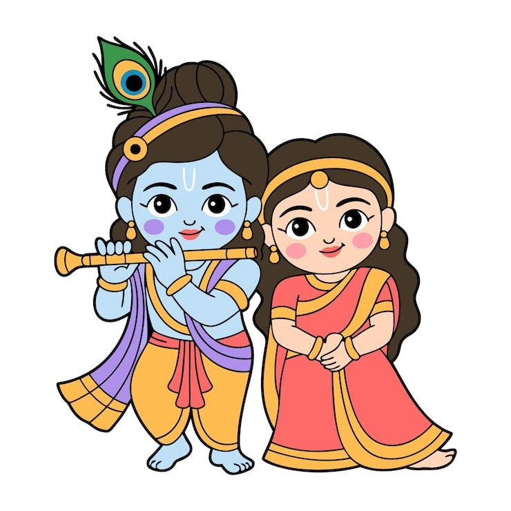 Radha Krishna chibi art filled with devotion