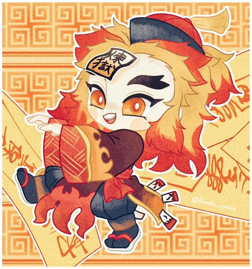 Flame spirit shines in chibi Kyojuro Rengoku