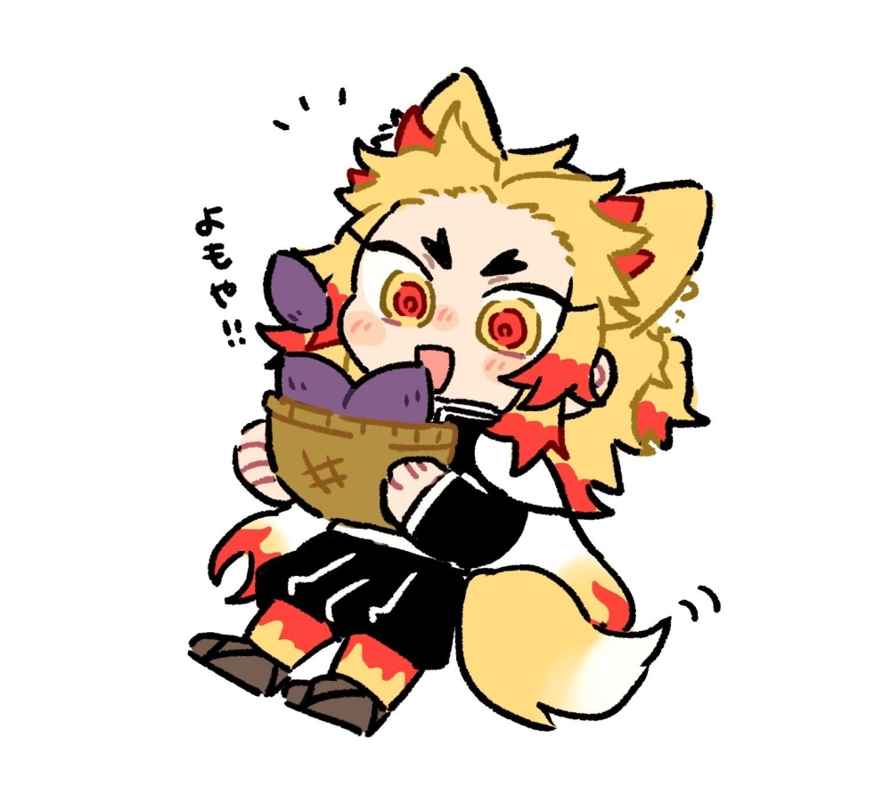 Fiery glow shines in chibi Rengoku style