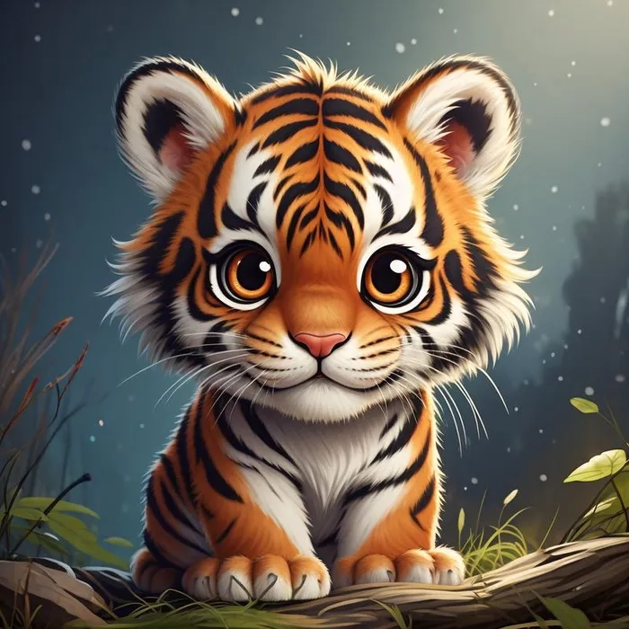 Chibi tiger cub playful roar with endless cuteness