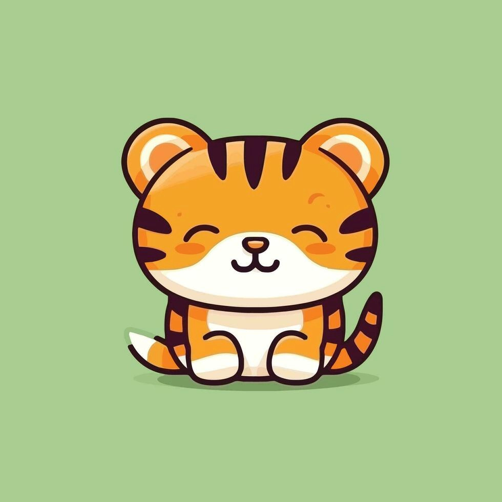 Chibi tiger glowing fierce yet softly adorable