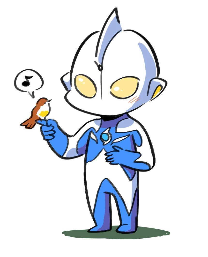 Ultraman chibi art glows with tiny hero charm